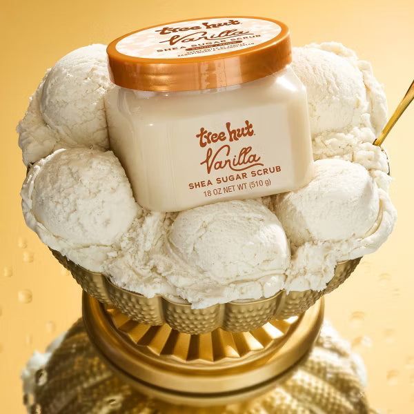 Quiet Moments™ Tree Hut Vanilla Shea Sugar Body Scrub 18oz – Hydrating Vegan Exfoliating Spa Body Polish Paraben-Free