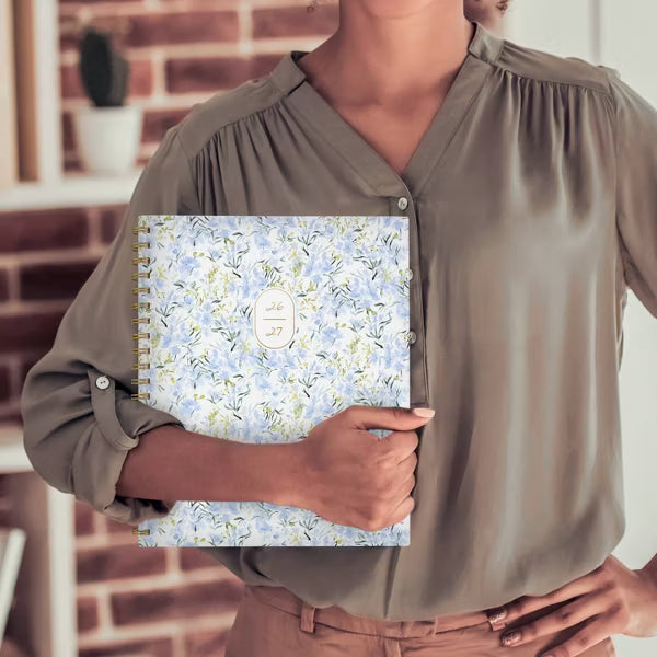 xBeStill Plans™ 2026–2027 Weekly & Monthly Planner 8.5”x11” Large Larkspur Garden Agenda Organizer