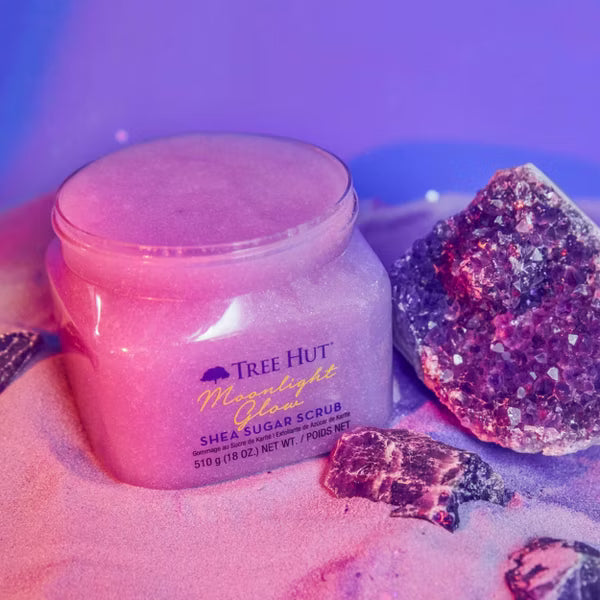 Quiet Moments™ Tree Hut Moonlight Glow Shea Sugar Body Scrub 18oz – Vegan Hydrating Exfoliating Spa Body Polish