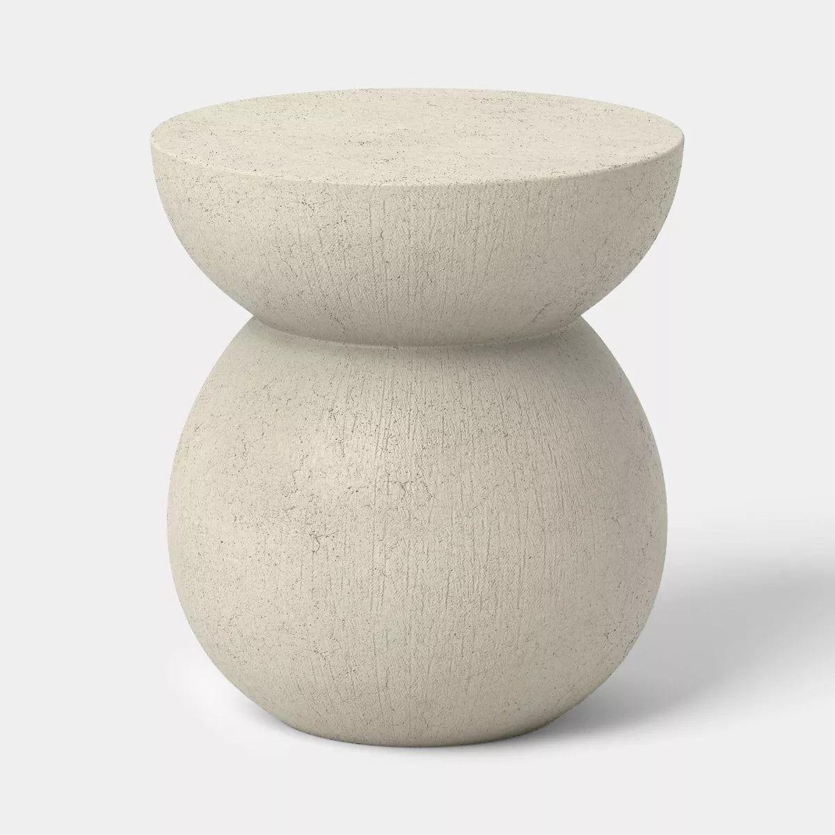 xBeStill Home™ Modern Ceramic Round Patio End Table Cream Outdoor Accent Table Threshold Style