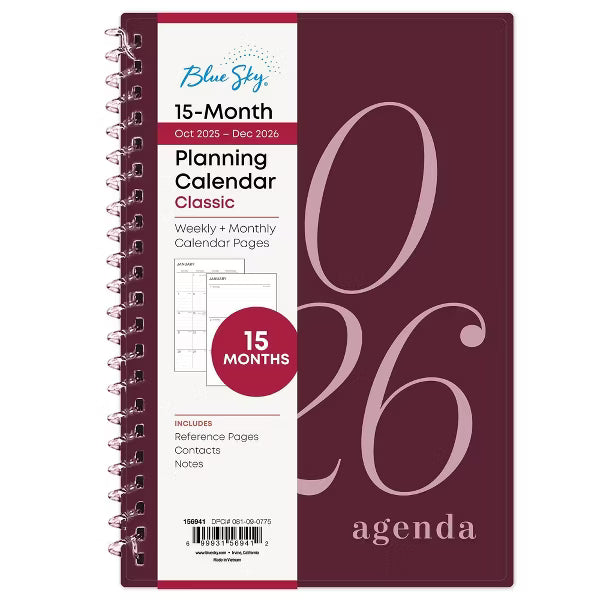 xBeStill Plans™ Blue Sky 2026 Weekly & Monthly Planner 5”x8” Elvy Agenda Organizer