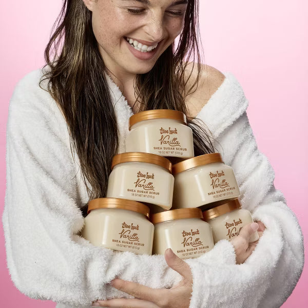 Quiet Moments™ Tree Hut Vanilla Shea Sugar Body Scrub 18oz – Hydrating Vegan Exfoliating Spa Body Polish Paraben-Free
