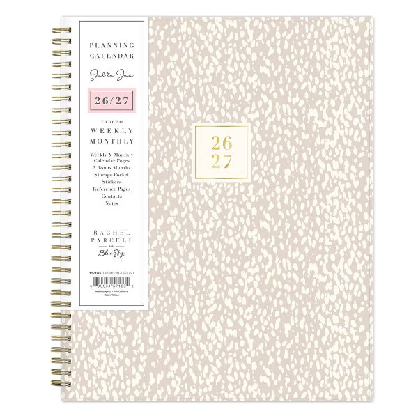 xBeStill Plans™ 2026–2027 8.5”x11” Weekly & Monthly Planner RP Dalmatia Tan Wirebound Organizer