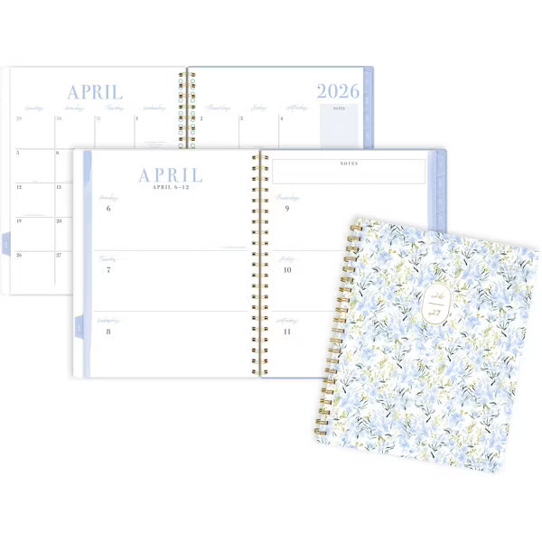 xBeStill Plans™ 2026–2027 Weekly & Monthly Planner 8.5”x11” Large Larkspur Garden Agenda Organizer