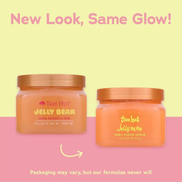 Quiet Moments™ Tree Hut Jelly Bear Shea Sugar Body Scrub 18oz – Hydrating Vegan Exfoliating Body Polish with Shea Butter