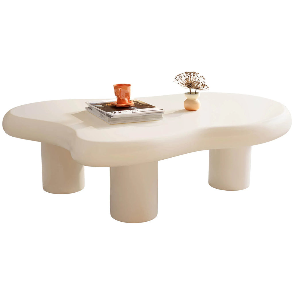 xBeStill Cloud Coffee Table – 46" Modern White Sculptural Center Table with 3-Leg Design