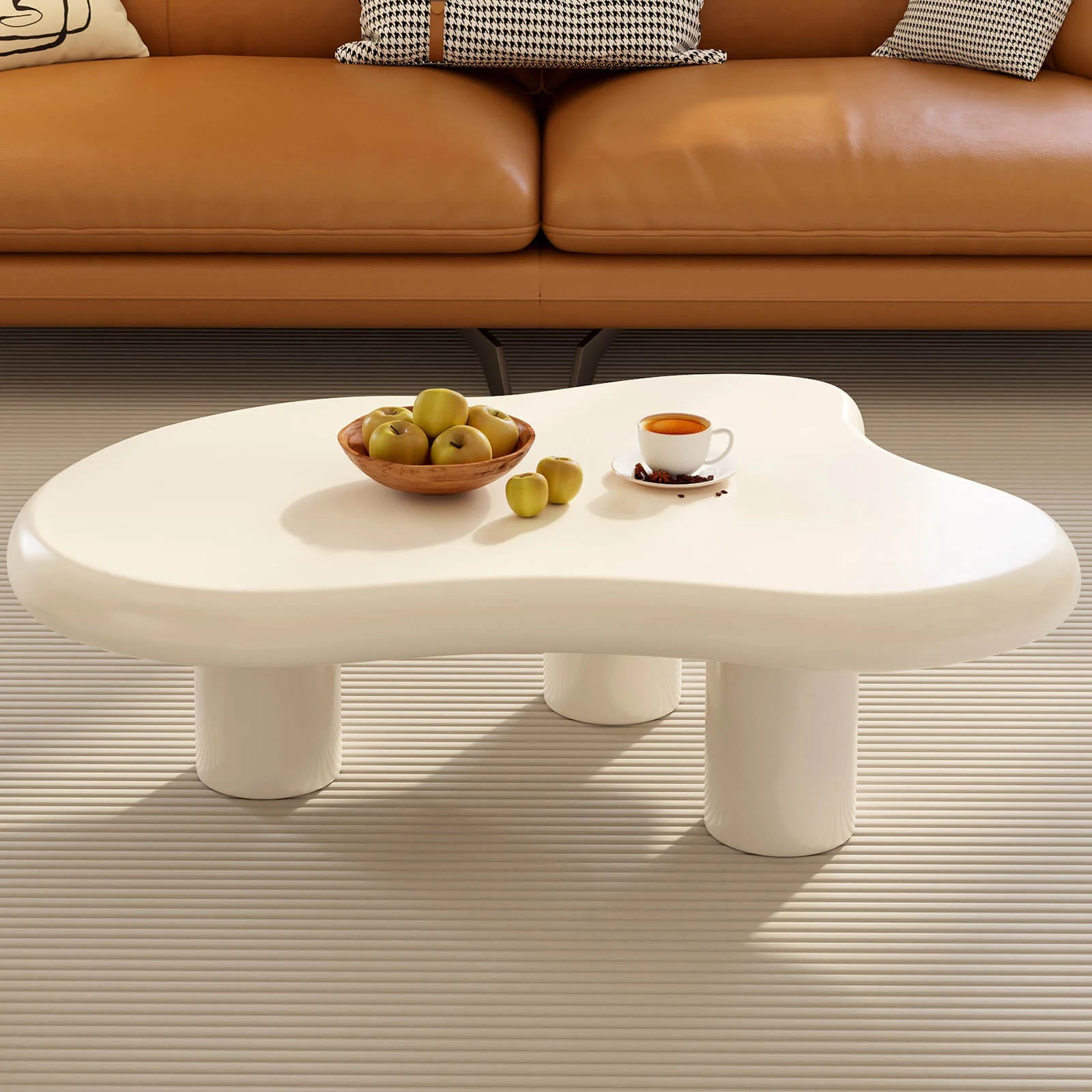 xBeStill Cloud Coffee Table – 46" Modern White Sculptural Center Table with 3-Leg Design