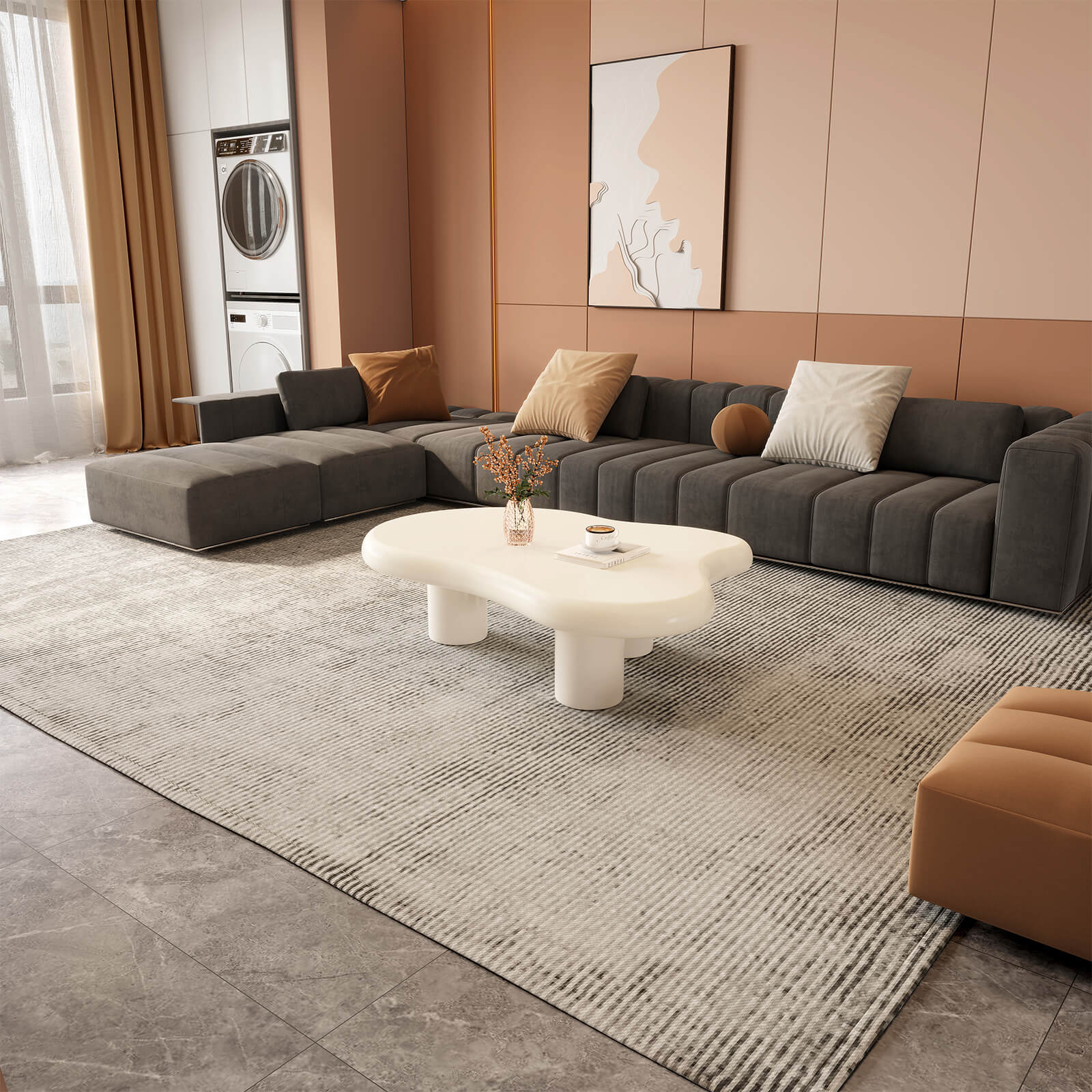 xBeStill Cloud Coffee Table – 46" Modern White Sculptural Center Table with 3-Leg Design