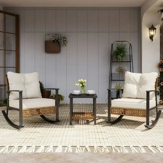 Quiet Moments™ Serenity 3-Piece Rocking Chair Patio Set – Beige