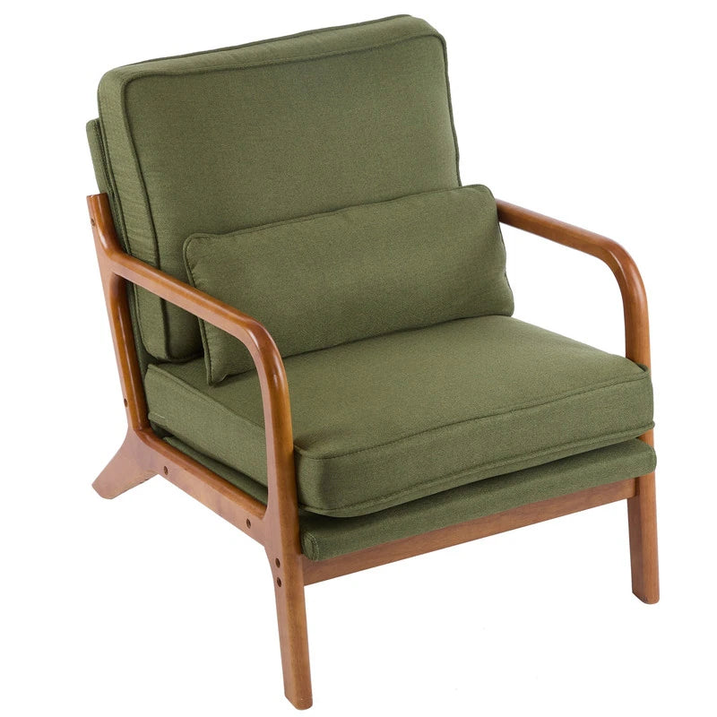 Quiet Moments™ Heritage Mid-Century Accent Chair – Dark Green Linen