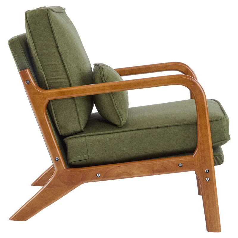 Quiet Moments™ Heritage Mid-Century Accent Chair – Dark Green Linen