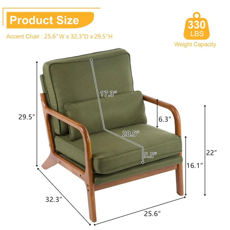 Quiet Moments™ Heritage Mid-Century Accent Chair – Dark Green Linen