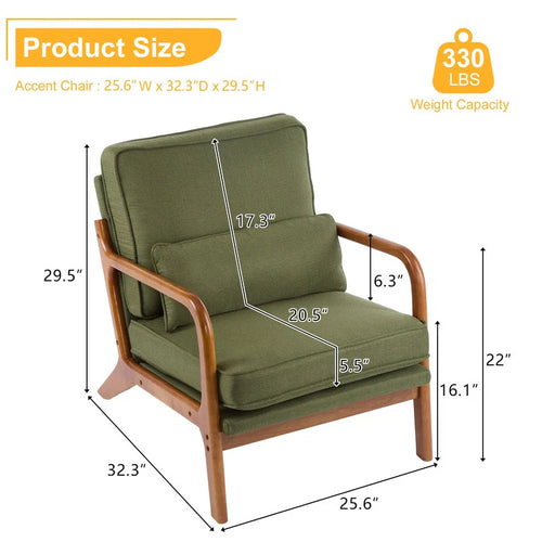 Quiet Moments™ Heritage Mid-Century Accent Chair – Dark Green Linen