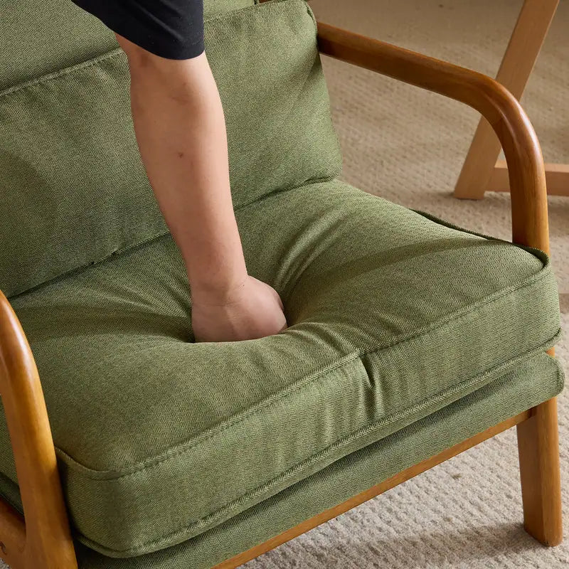 Quiet Moments™ Heritage Mid-Century Accent Chair – Dark Green Linen
