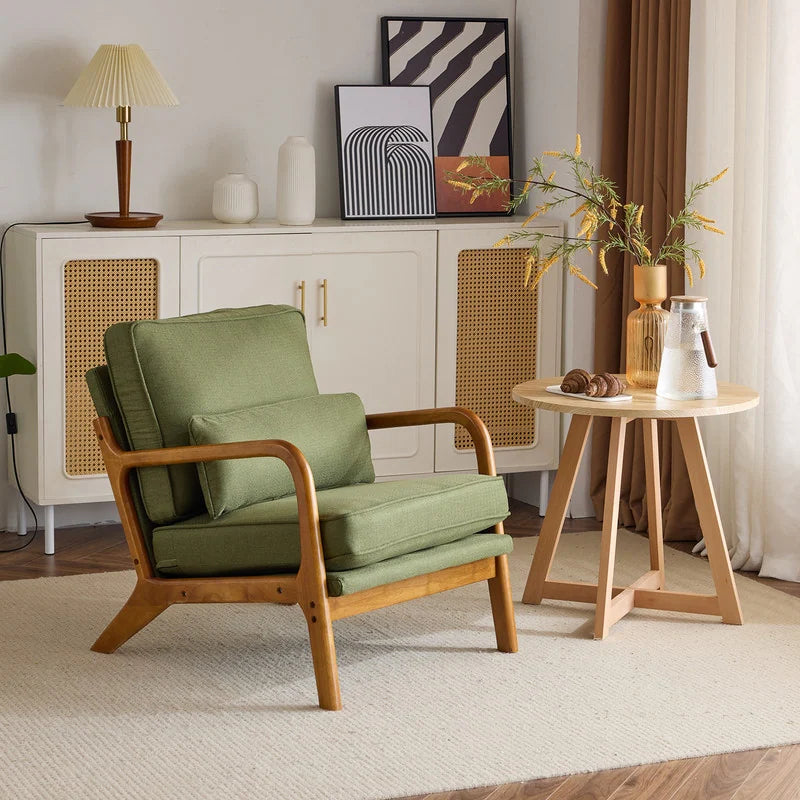 Quiet Moments™ Heritage Mid-Century Accent Chair – Dark Green Linen