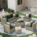 Quiet Moments™ Haven 7-Piece Outdoor Sectional Conversation Set – Green