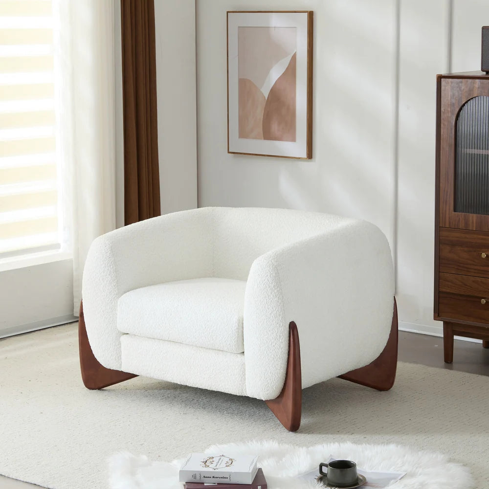 Quiet Moments™ Tina Bouclé Club Chair – Ivory White