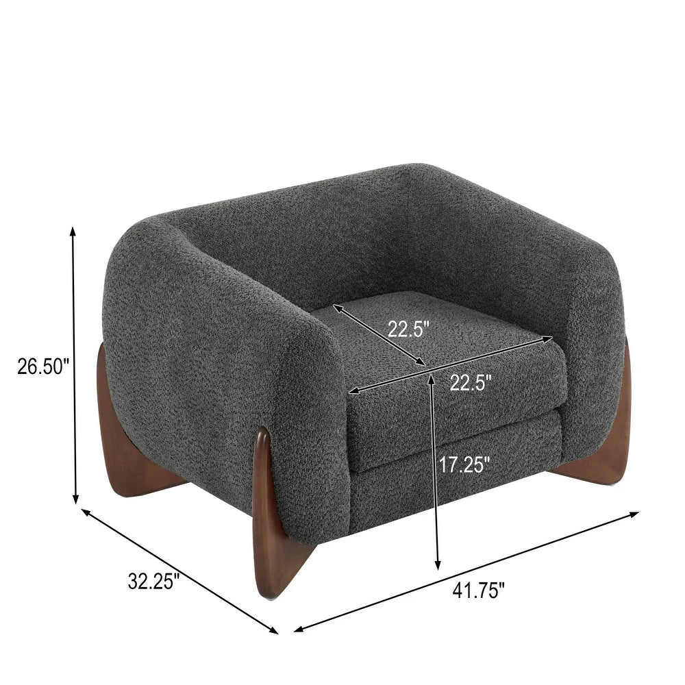 Quiet Moments™ Tina Bouclé Club Chair – Dark Gray & Walnut