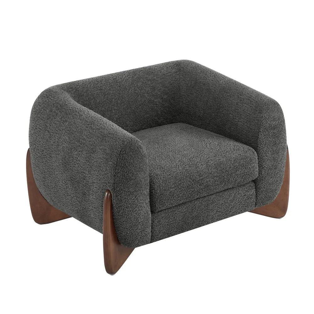 Quiet Moments™ Tina Bouclé Club Chair – Dark Gray & Walnut