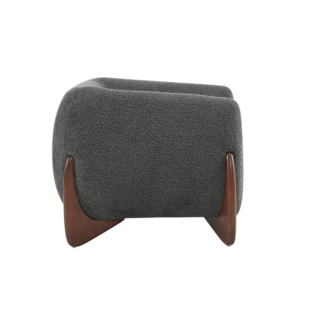 Quiet Moments™ Tina Bouclé Club Chair – Dark Gray & Walnut