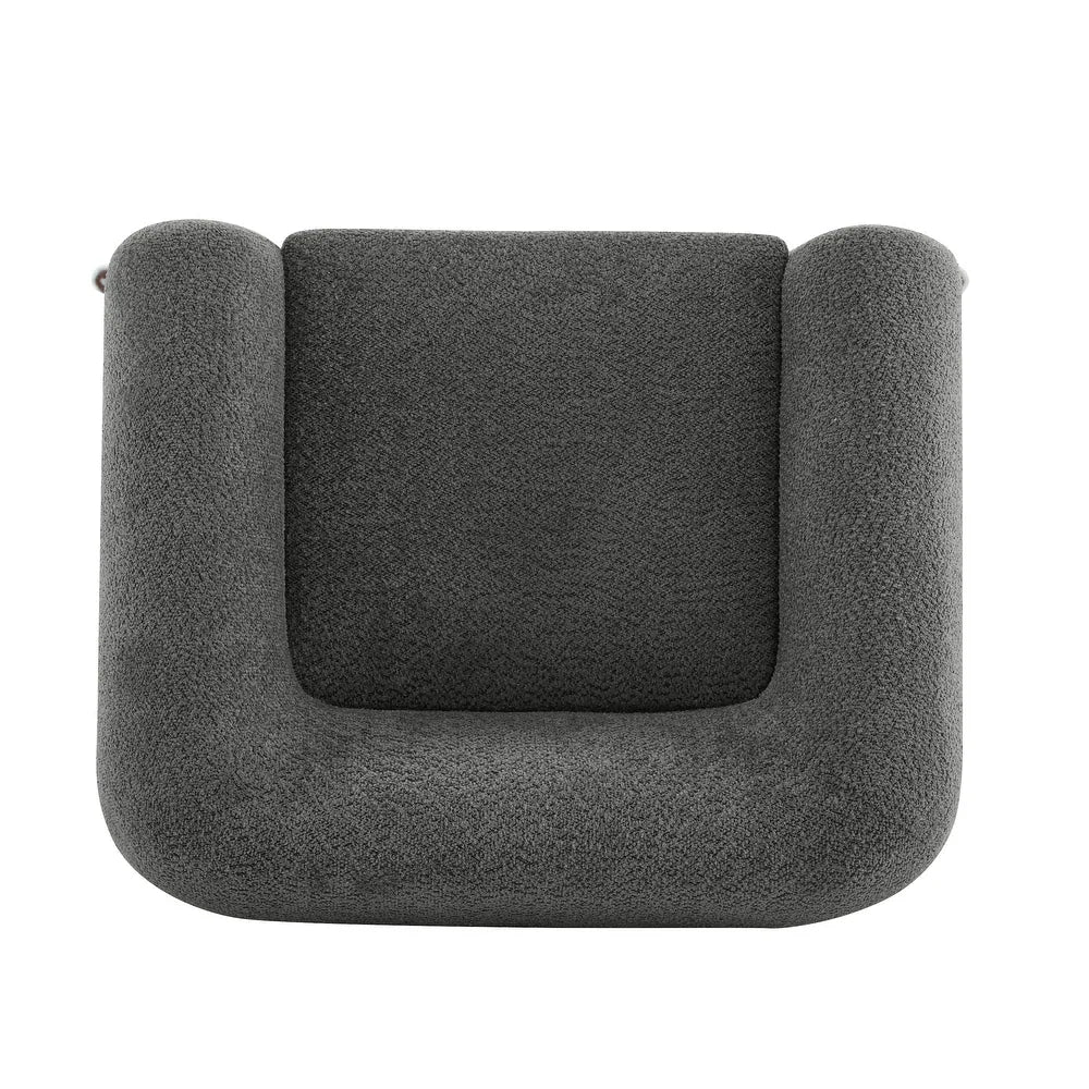 Quiet Moments™ Tina Bouclé Club Chair – Dark Gray & Walnut