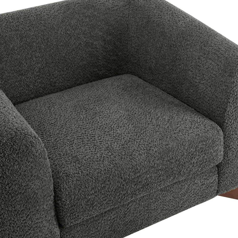 Quiet Moments™ Tina Bouclé Club Chair – Dark Gray & Walnut