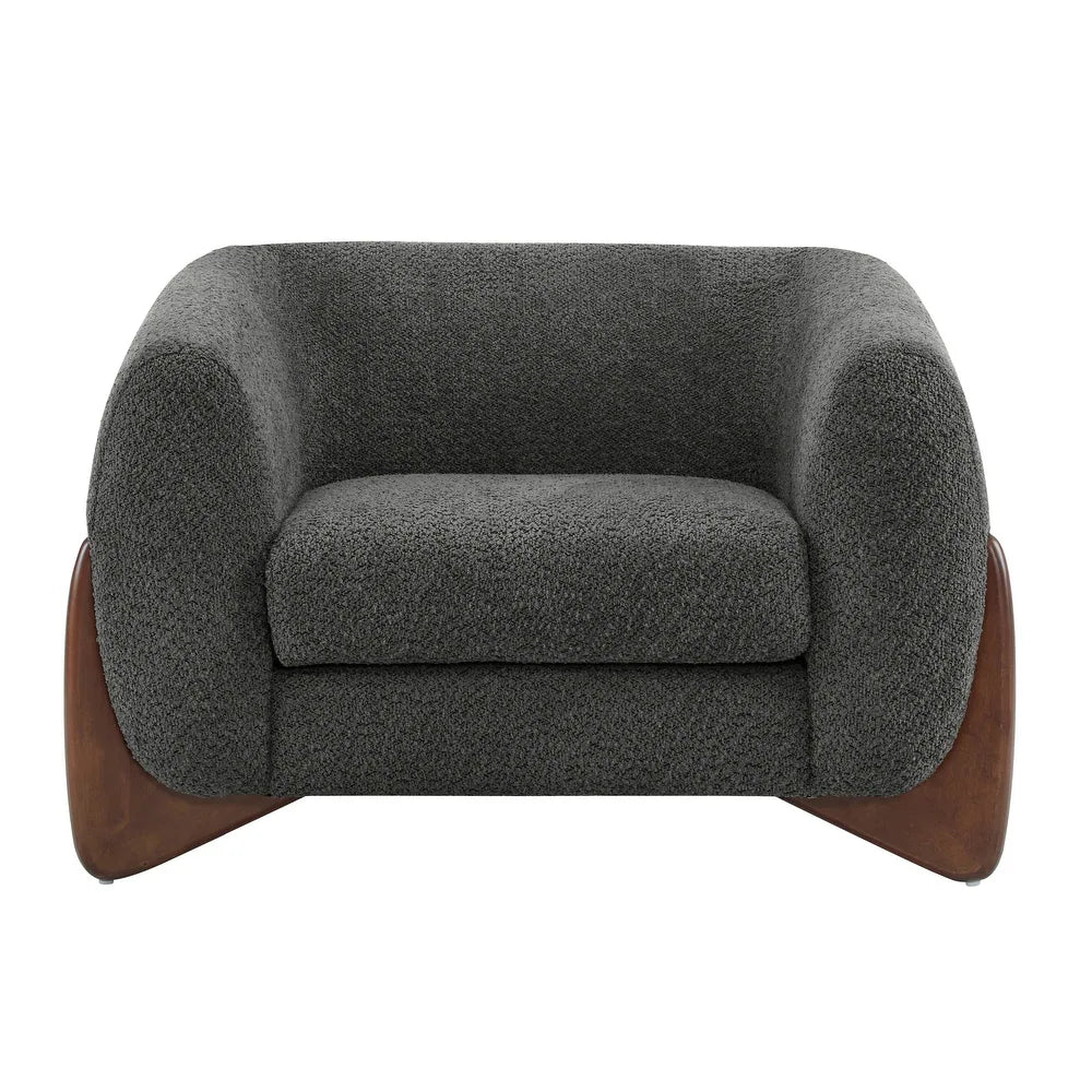Quiet Moments™ Tina Bouclé Club Chair – Dark Gray & Walnut