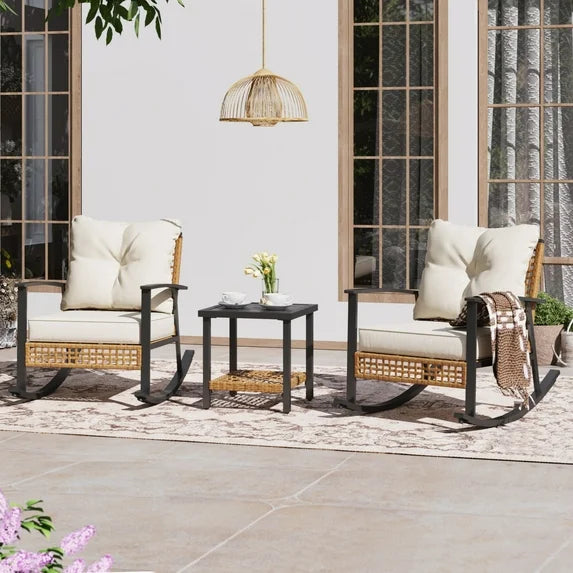 Quiet Moments™ Serenity 3-Piece Rocking Chair Patio Set – Beige