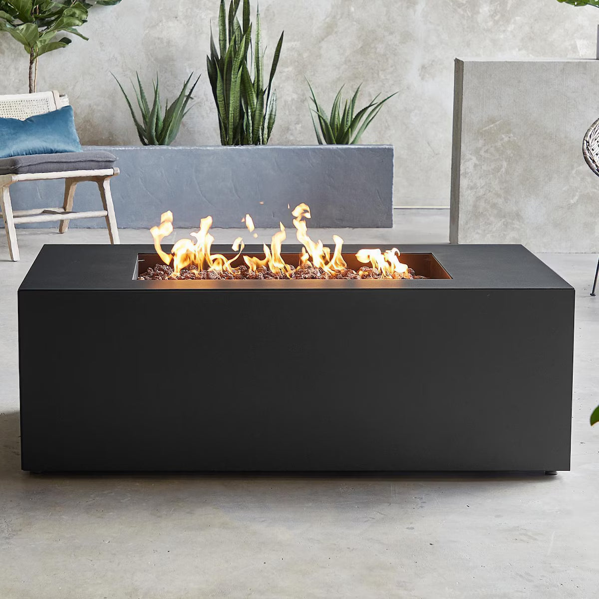 Covewood 58" Rectangular Aluminum Propane Fire Pit (Charcoal)