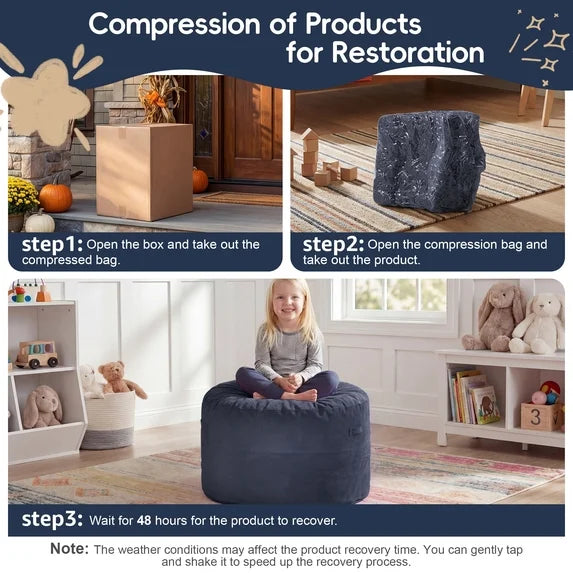 Little Blessings™ Cozy Cloud Memory Foam Kids Bean Bag Chair – Plush Blue