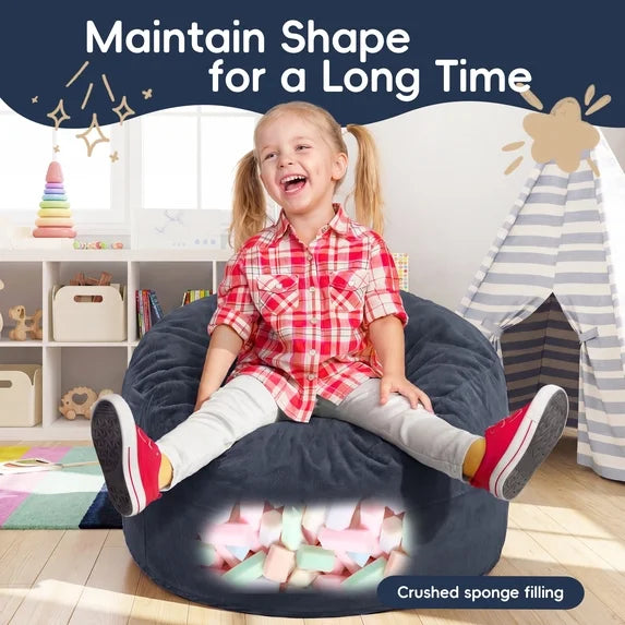 Little Blessings™ Cozy Cloud Memory Foam Kids Bean Bag Chair – Plush Blue