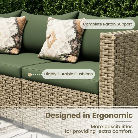 Quiet Moments™ Haven 7-Piece Outdoor Sectional Conversation Set – Green