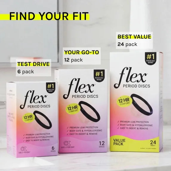 Flex Period Discs – One-Time-Use Menstrual Discs | Body-Safe, 12-Hour Wear (12 Count)